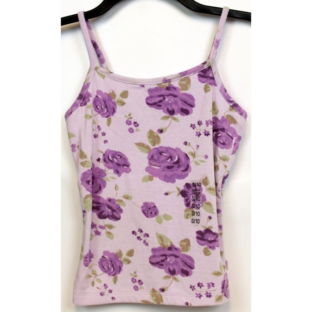 Y2K Limited Too Purple Tank top Flowers Cami Roses Girls Sz Small 10 NEW